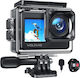 Wolfang GA120 Action Camera 4K Ultra HD Underwater with Screen and Wi-Fi Black