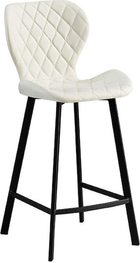Scaune Bar cu spătar Tapițat cu Țesătură Martin Off White 48x46x65buc