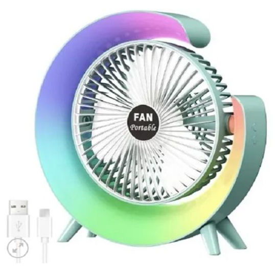 USB Office/Home Fan with Lighting Green ZY-2405