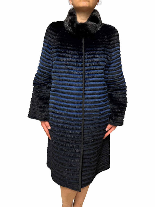 Women's Short Fur Black-blue