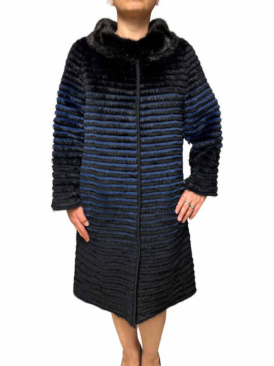 Frauen Pelz Black-blue