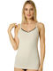 Mit Spaghetti-Träger Beige Damen T-Shirt