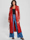 Guess Women's Leather Coat with Buttons Red