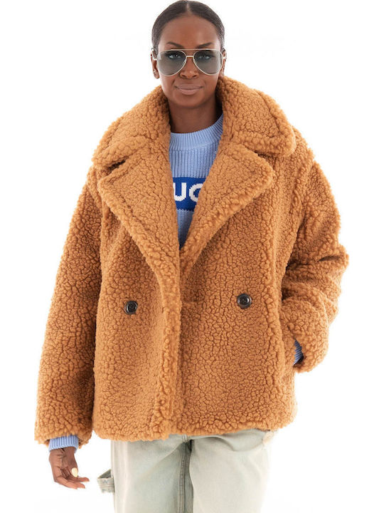 UGG Gertrude Short Teddy Coat Γυναικείο Καφέ Πα...