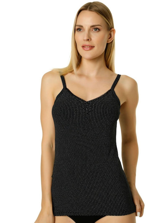 Sexen Bumbac Black Tricou pentru femei cu curea de spaghete