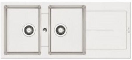 Pyramis Ithaka 2B 1D 070245211 Drop-In Spüle aus Verbundgranulat B116xT50cm Snow