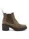 Suede Women's Chelsea Boots with Medium Heel Beige