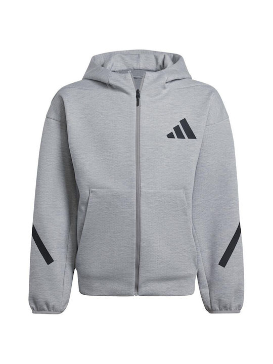 Adidas Cardigan pentru copii Cardigan pentru copii din material frotirat cu glugă Gri Z.n.e Full-zip