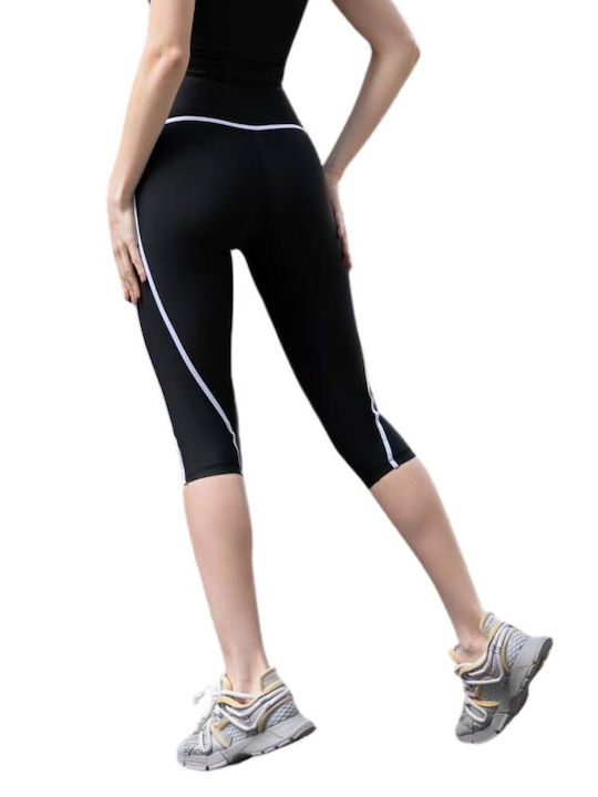 High-Waisted Capri Push-up Shaping Leggings Q-616 Black