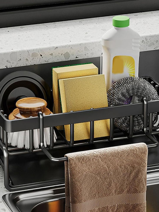 Organizator Pentru Chiuveta De Bucătărie Din Oțel Inoxidabil Negru 23x9x10cm