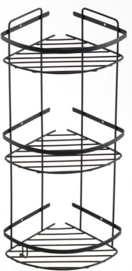 Tema Ecke An der Wand montiert Badezimmerregal Metallisch 18x18x53cm Schwarz