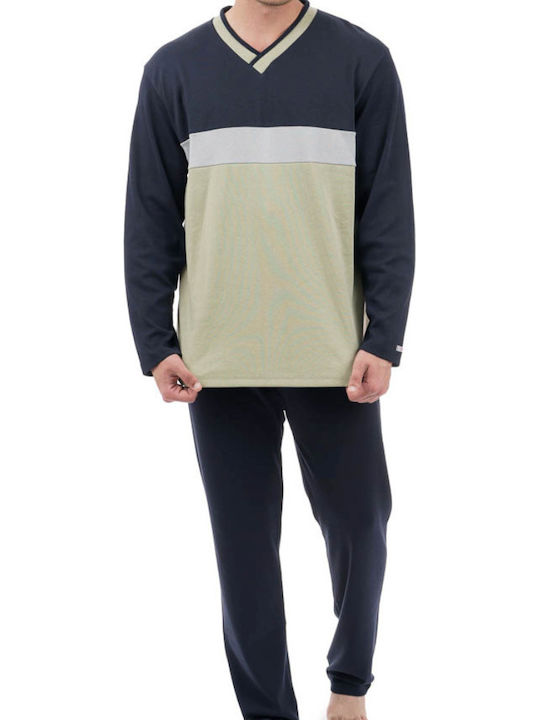 Dustin Men's Winter Pajamas Set Khaki, Blue, Olive