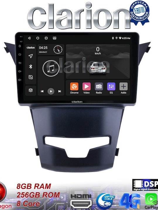 Clarion Car Audio System for Ssangyong Korando 2014> (Bluetooth/USB/WiFi/GPS/Apple-Carplay/Android-Auto) with Touch Screen 9"