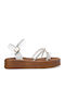 Women's Flat Sandals with Strap in White Color