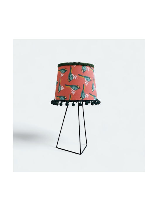 Oxygen Green Birds Table Lamp for Socket E27 with Orange Shade and Black Base