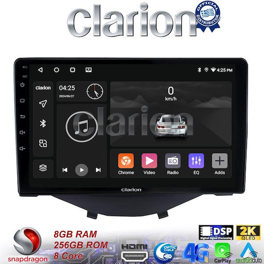 Clarion Car Audio System for Peugeot 107 Toyota Aygo Citroen C1 2014> (Bluetooth/USB/WiFi/GPS/Apple-Carplay/Android-Auto) with Touch Screen 10"