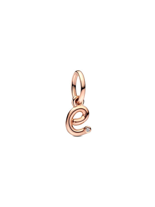 Pandora Letter E Dangle Charm Monogramm aus Vergoldet Stahl mit Perlen