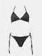 Set Bikini Triunghiular Nervurat Negru