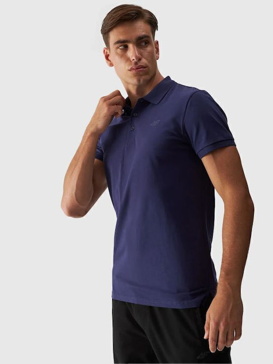 4F Polo Αθλητική Μπλούζα Κοντομάνικη Navy Μπλε