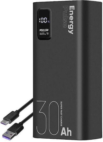 Obal:Me EnergyPulse Power Bank 30000mAh 22.5W με 2 Θύρες USB-A και Θύρα USB-C Power Delivery Μαύρο
