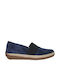 Γυναικεία Slip-On Δερμάτινα Navy Μπλε