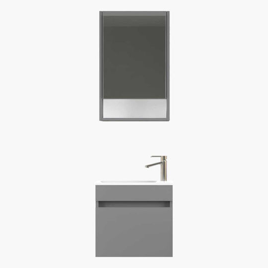 Amabile Creations Piccolo Πάγκος με Νιπτήρα & Καθρέπτη Grey Matt