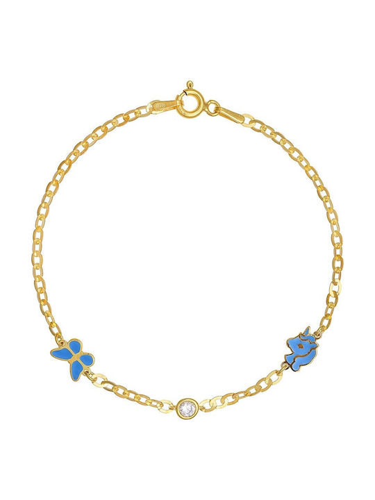 Dio Jewellery Lab Детска Гривна Верига от Сребро с Пеперуда И кон с емайл