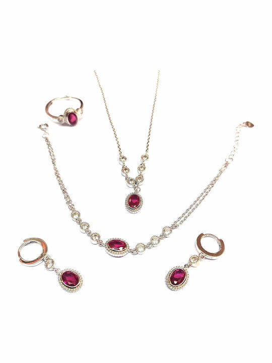 Amalfi Accessories Σετ με Δαχτυλίδι από Ασήμι με Πέτρες