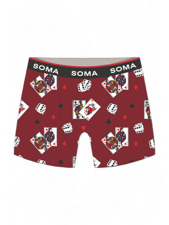 Boxer Ανδρικό Cards Soma Dark Red Sb7319-μπορντώ