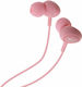 3.5mm Jack Wired Earphones In-ear Tips Mic Remote Control Button Pink