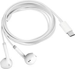 Слушалки с USB C, шумопотискащ микрофон, контролни бутони, дължина 1.2м, бели