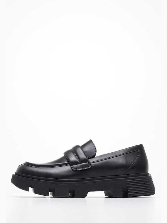 Geox D.vilde Leder Damen Loafers in Schwarz Farbe