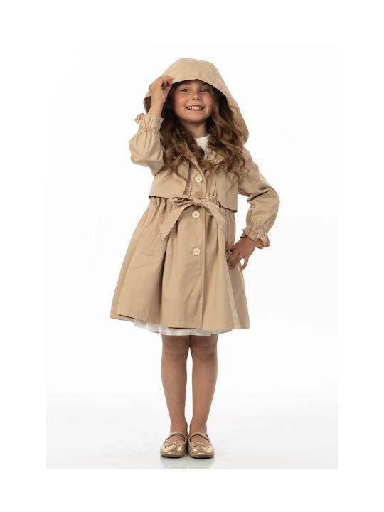 Alice Kids Trench Coat with Hood BEZ