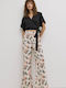 Women's High-waisted Fabric Trousers with Elastic in Regular Fit