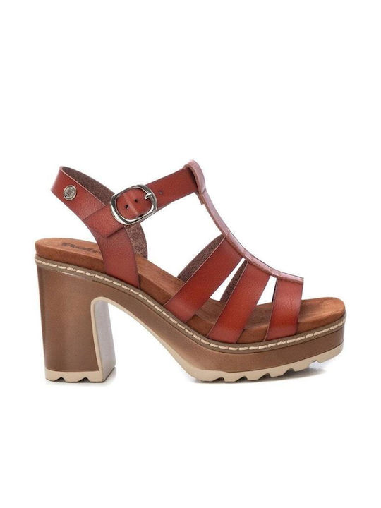 Refresh Leather Women's Sandals Brown with High...