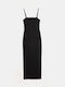 Midi Dress with Straps Black