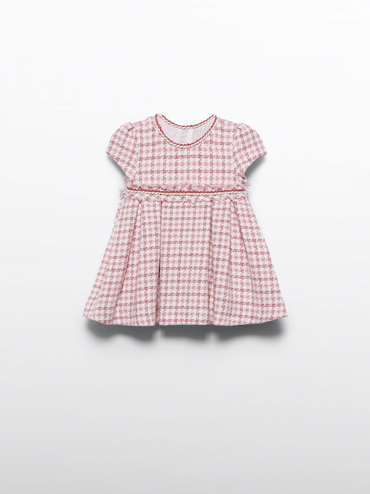 Abel & Lula Kids Dress Checked White, Black, Pink