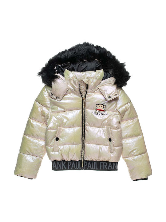 Kids Short Double Sided Fur with Hood Gold