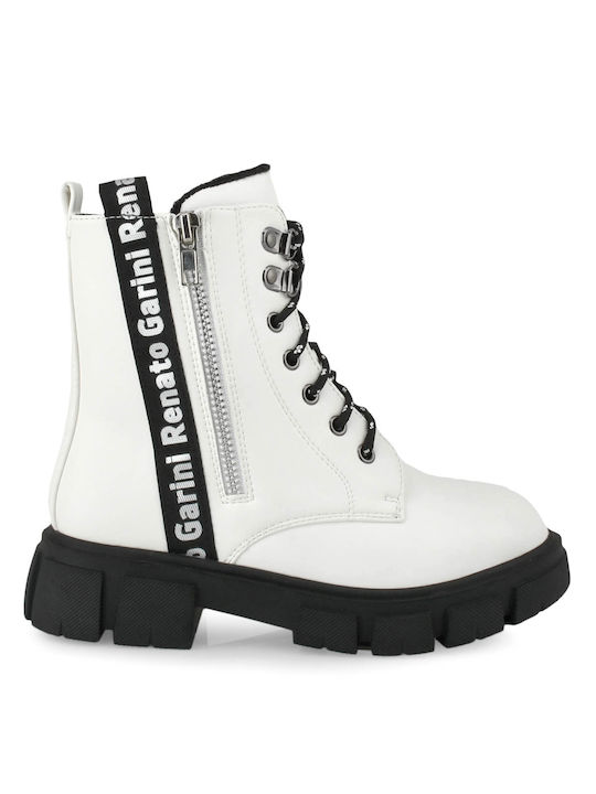 Renato Garini Kids Military Boots White