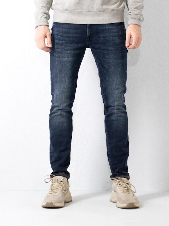 5812 Ανδρικό Παντελόνι Τζιν Ελαστικό με Slim Narrow Εφαρμογή Μπλε