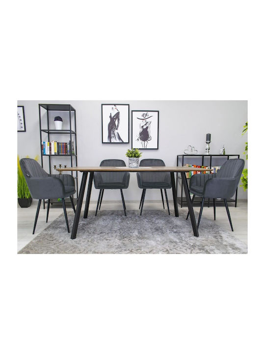 Stühle Speisesaal Gray And Black 1Stück 57.5x56.5x86.5cm