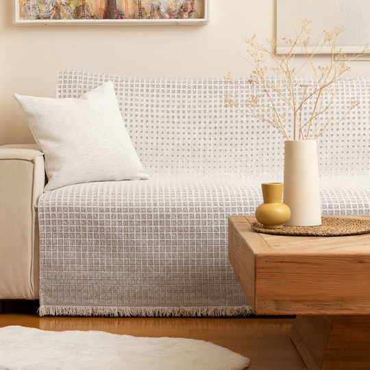 Borea Solana Ριχτάρι Τετραθέσιου Καναπέ Chenille 180x350εκ. Εκρού