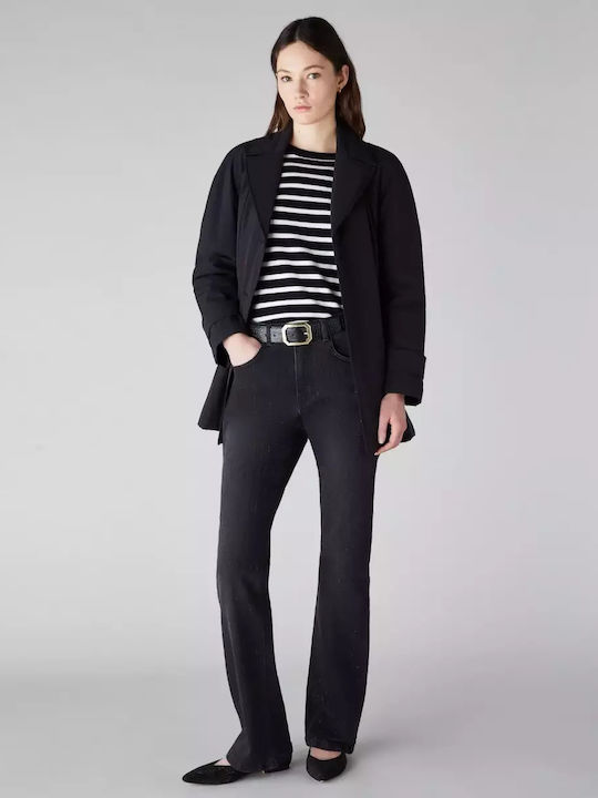 Women's Jean Trousers Flared in Slim Fit Black