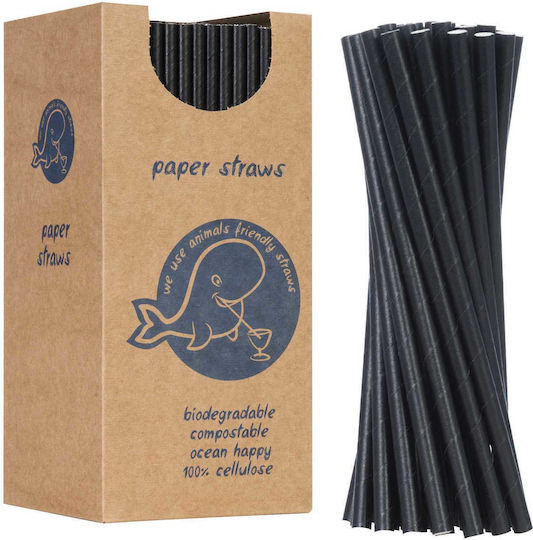 Bio Ecological Paper Straws 6/205mm Black 250pcs
