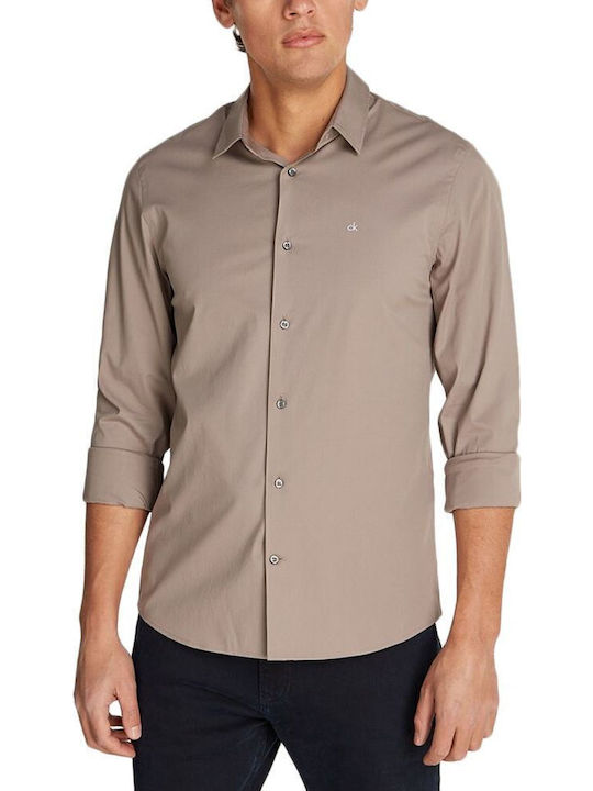 Calvin Klein Long-sleeved Cotton Shirt Cigar