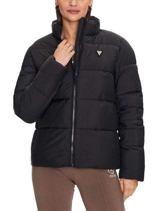 Guess Claudia Kurz Damen Puffer Jacke für Winter Schwarz
