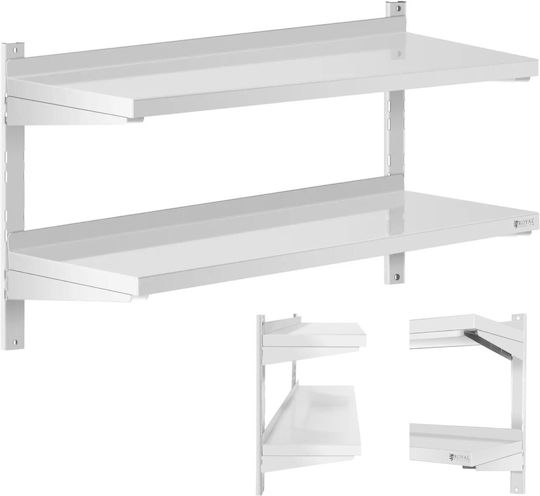 Doppelwandiges Küchenregal Verstellbar Edelstahl 100 x 40 cm