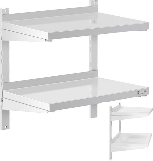 Double Wall-mounted Kitchen Shelf Adjustable Stainless Steel 60 X 40 Cm