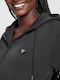 Long Women's Sweatshirt Jacket Hooded Black