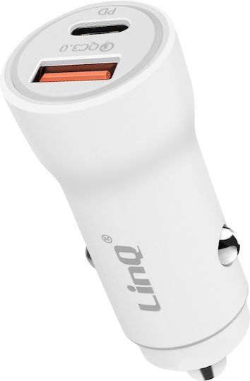 Linq Car Charger 36w Usb C Usb Fast Charge White